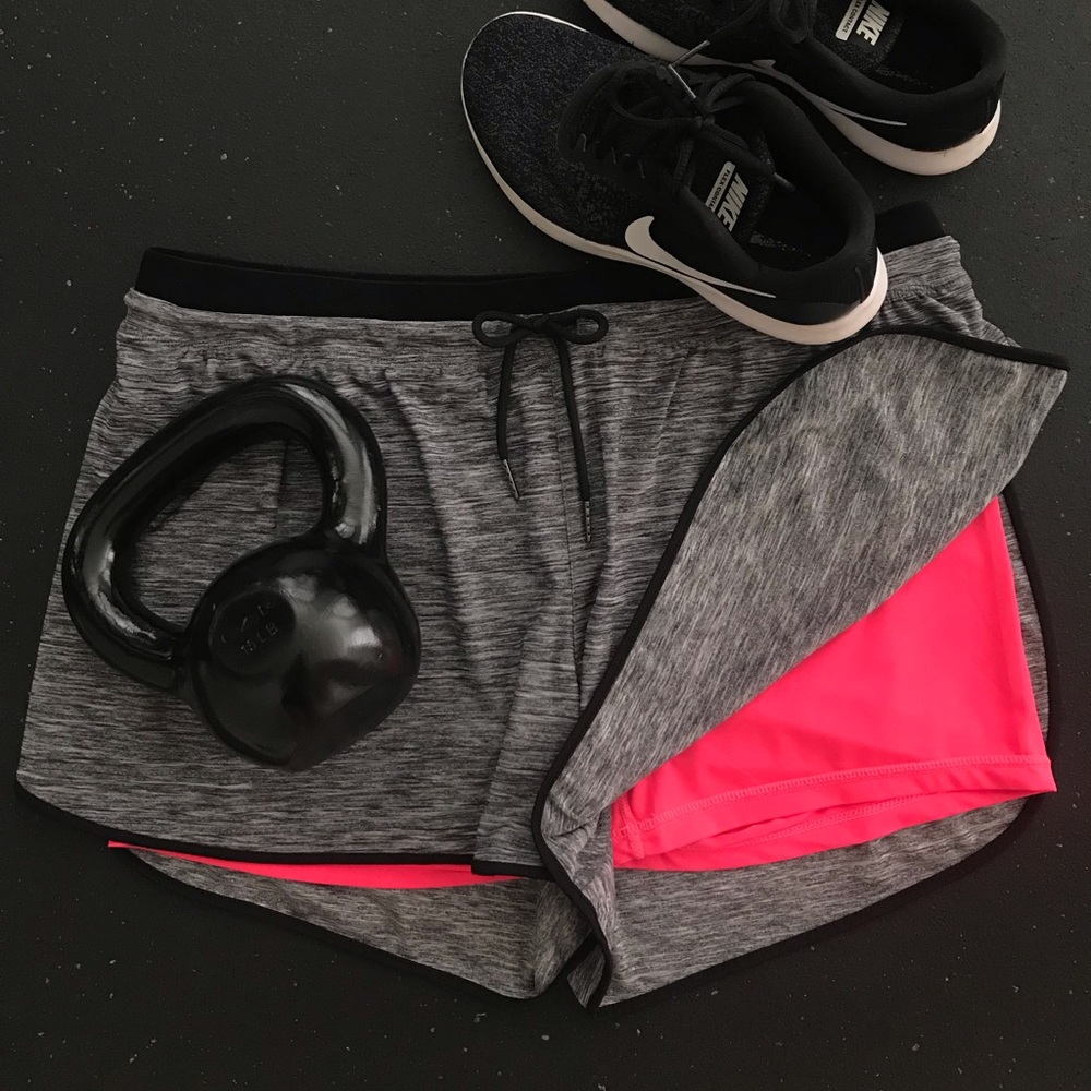 Neon pink/Black/Gray 2-in-1 Athletic Shorts - Picture 2 of 5